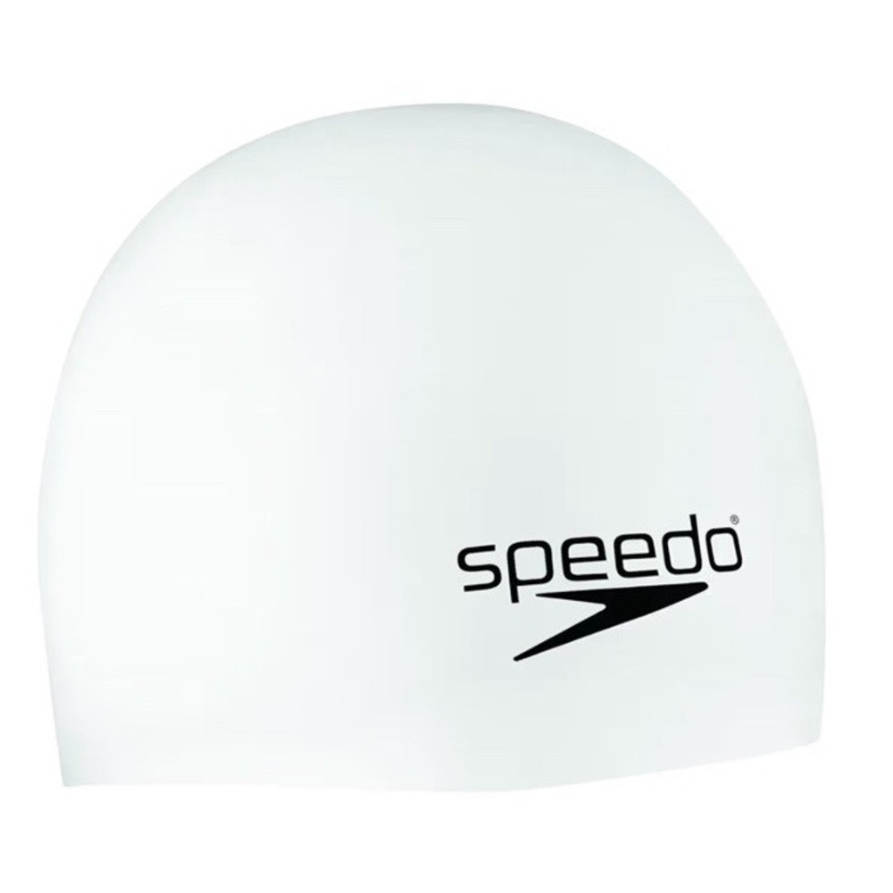 NEW SPEEDO Unisex Solid Elastomeric Silicone Swim Cap White